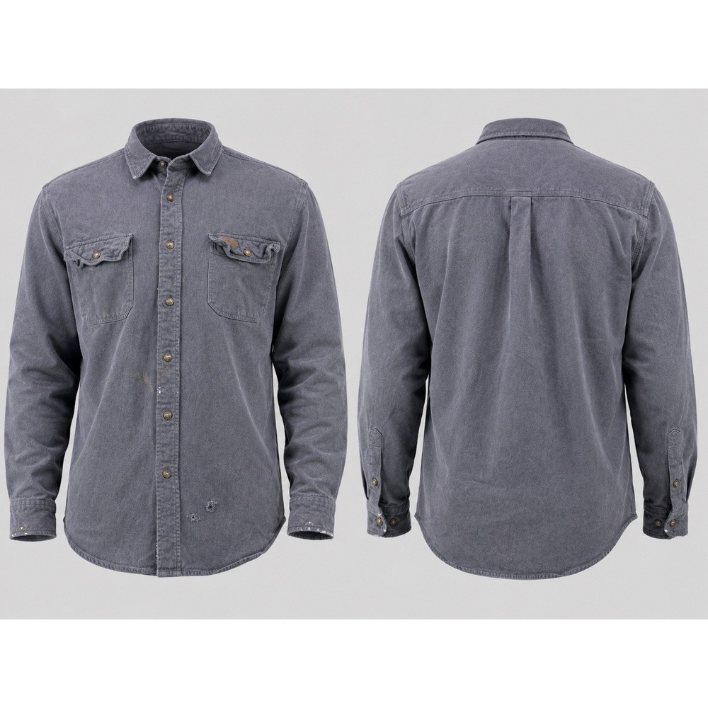 Carhartt Shirt Men's XL Rugged Wear Flex Outdoor Thick Flannel GRAY STAIN FLAW